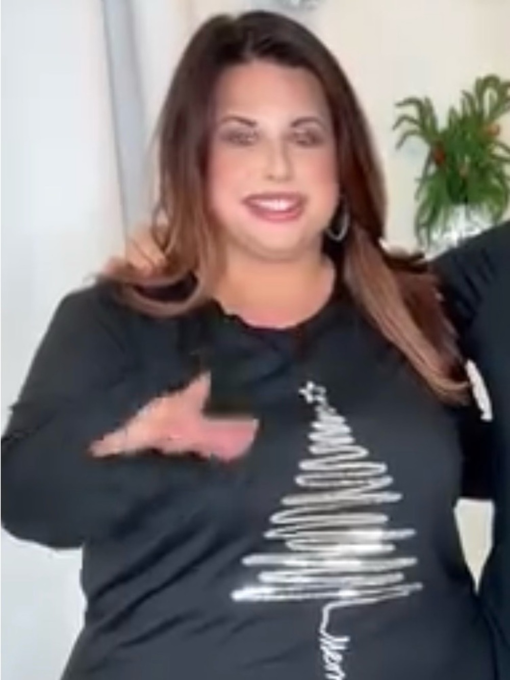 Plus Sequin Cord Holiday Embroidered T-Shirt